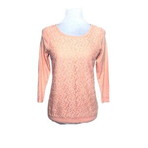 NWT The Limited Long Sleeves Lace Patterned Salmon Top Sz XS